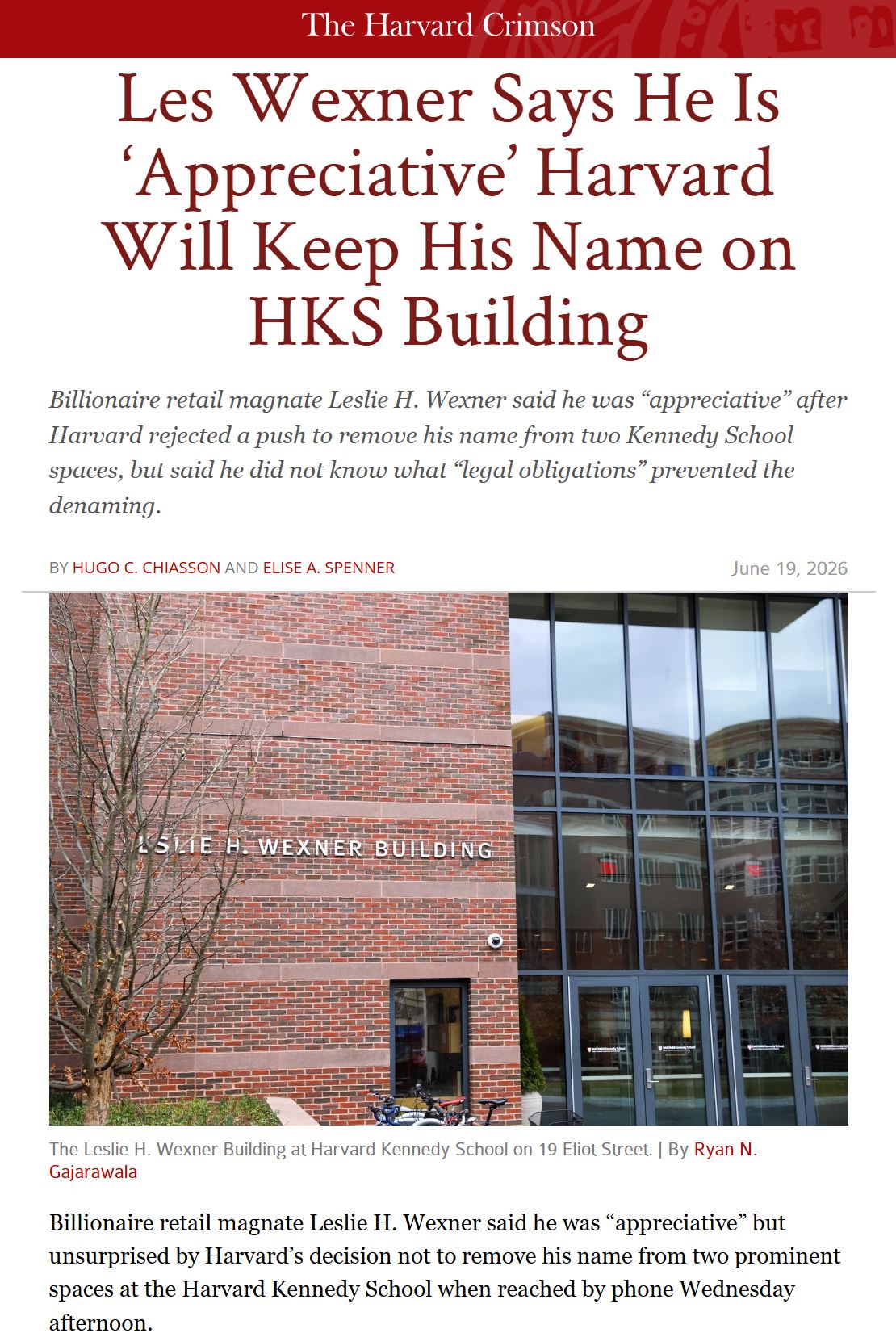 Lex Wexner Epstein Harvard